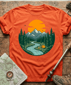 Mountain River Camping Badge T-Shirt