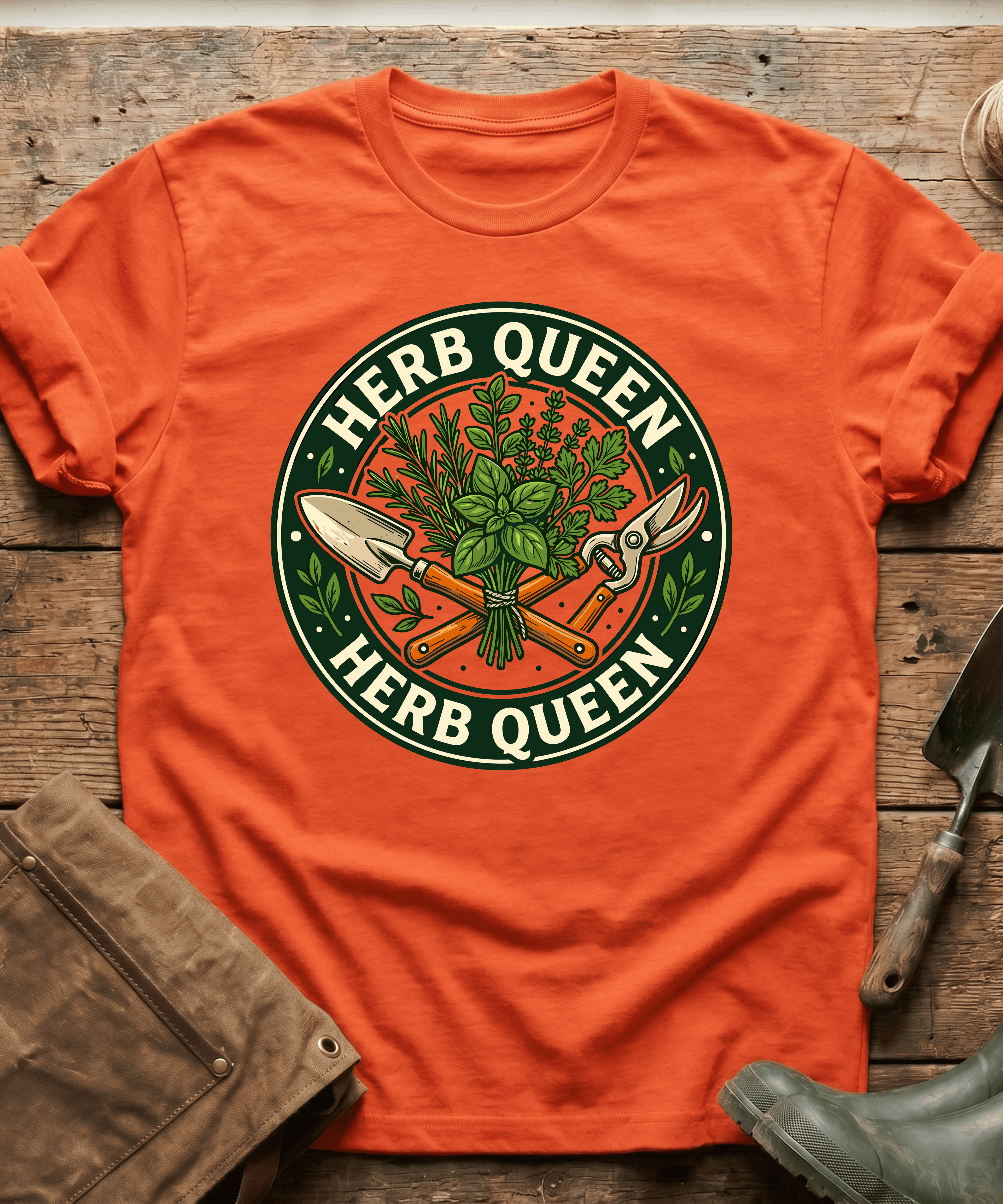 Retro Herb Queen Gardening T-Shirt