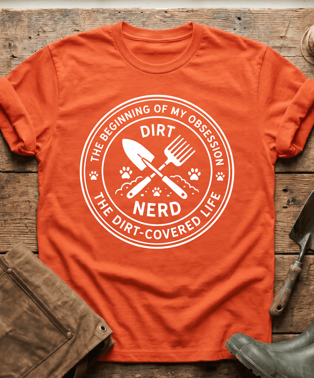 The Dirt Covered Life Gardening Emblem T-Shirt