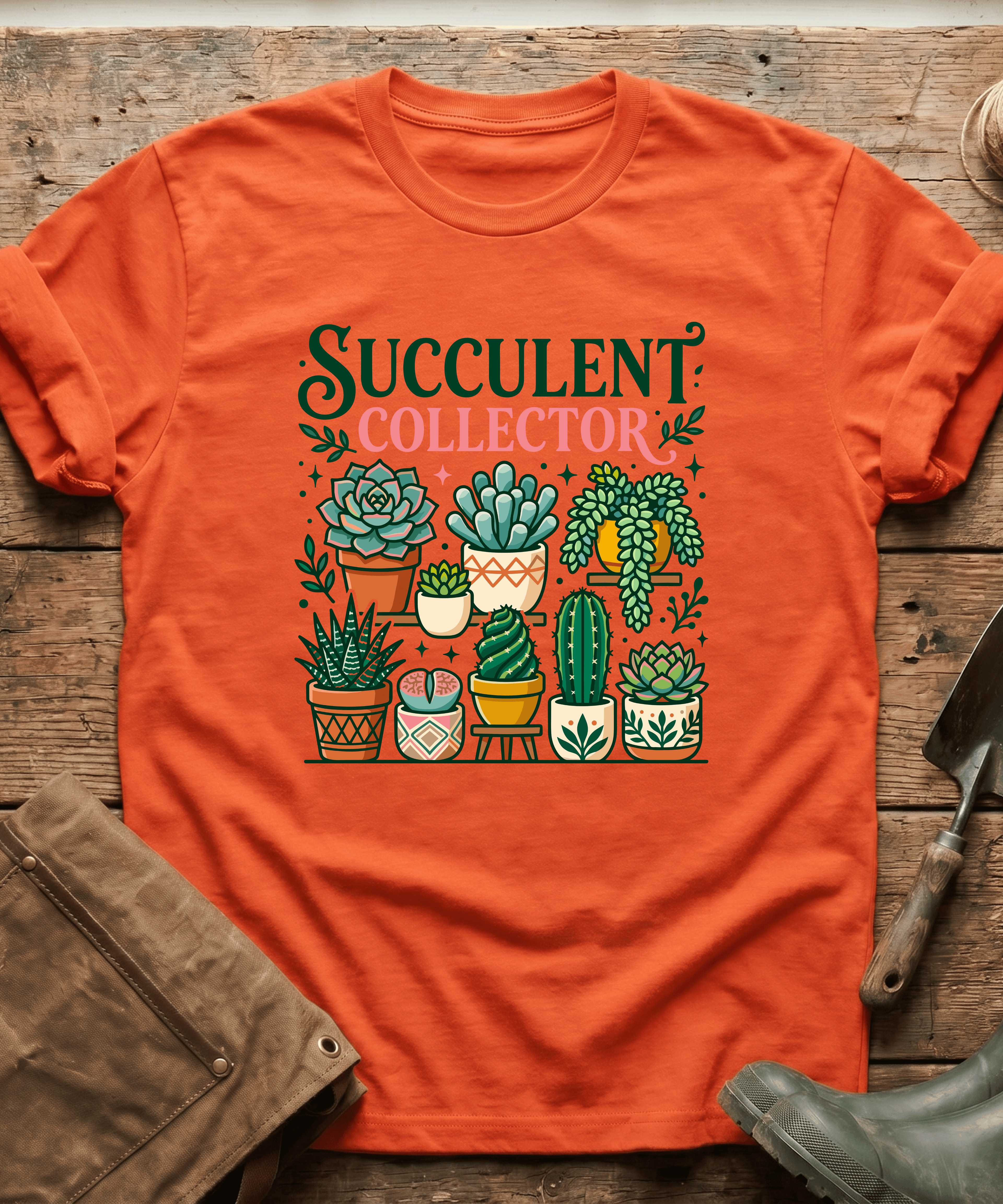Botanical Succulent Collector Display T-Shirt