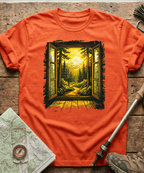 Cabin Window Mountain Sunset T-Shirt