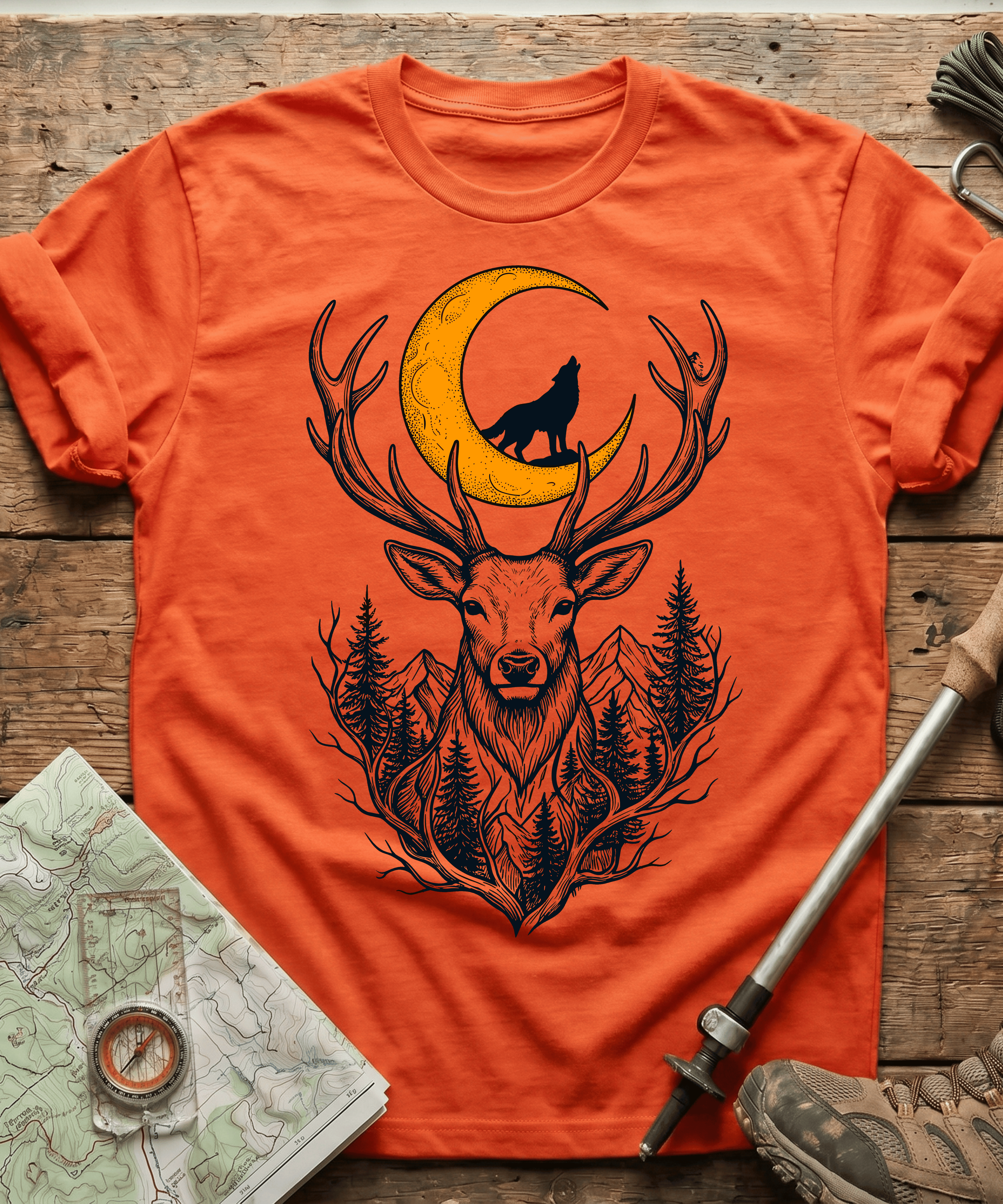 Mystic Night Wolf Moon Stag T-Shirt