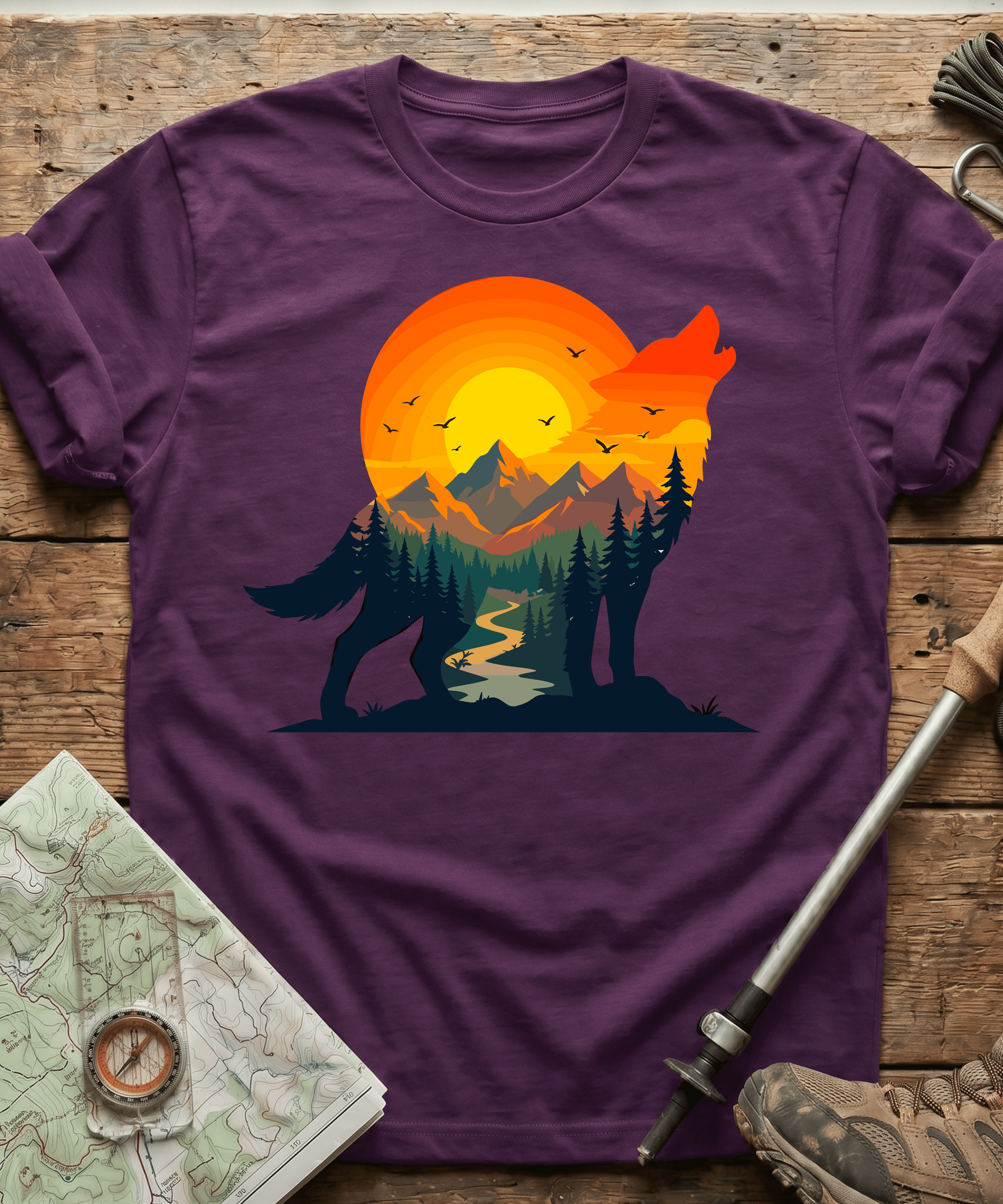 Wilderness Howling Wolf Sunset T-Shirt