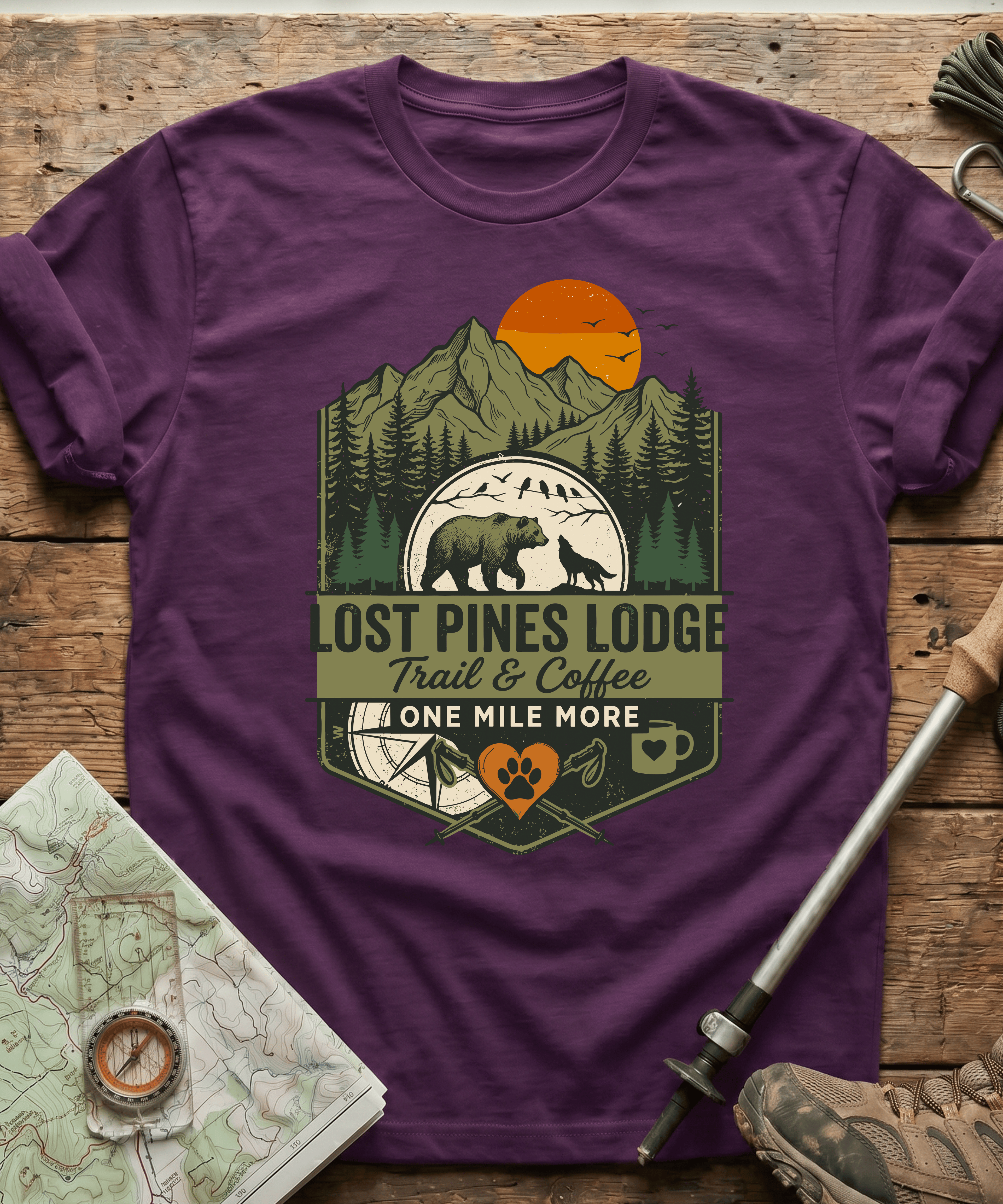 Lost Pines Lodge Trail And Coffee T-shirt