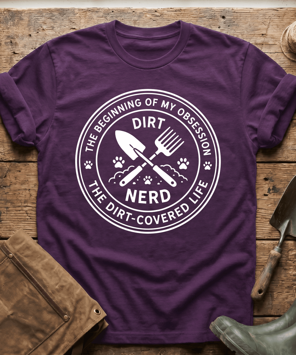 The Dirt Covered Life Gardening Emblem T-Shirt