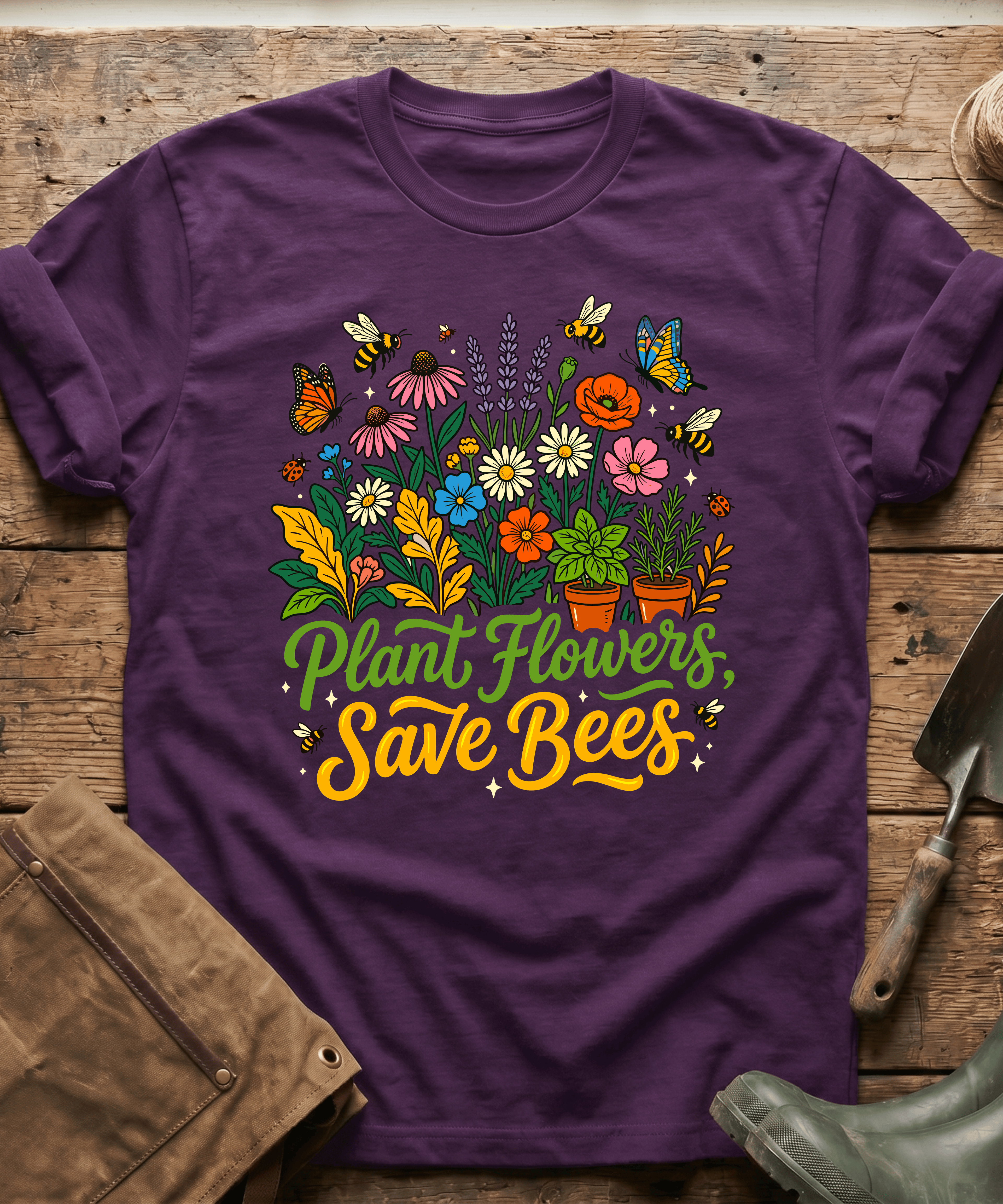 Plant Flowers Save The Bees Gardening T-Shirt