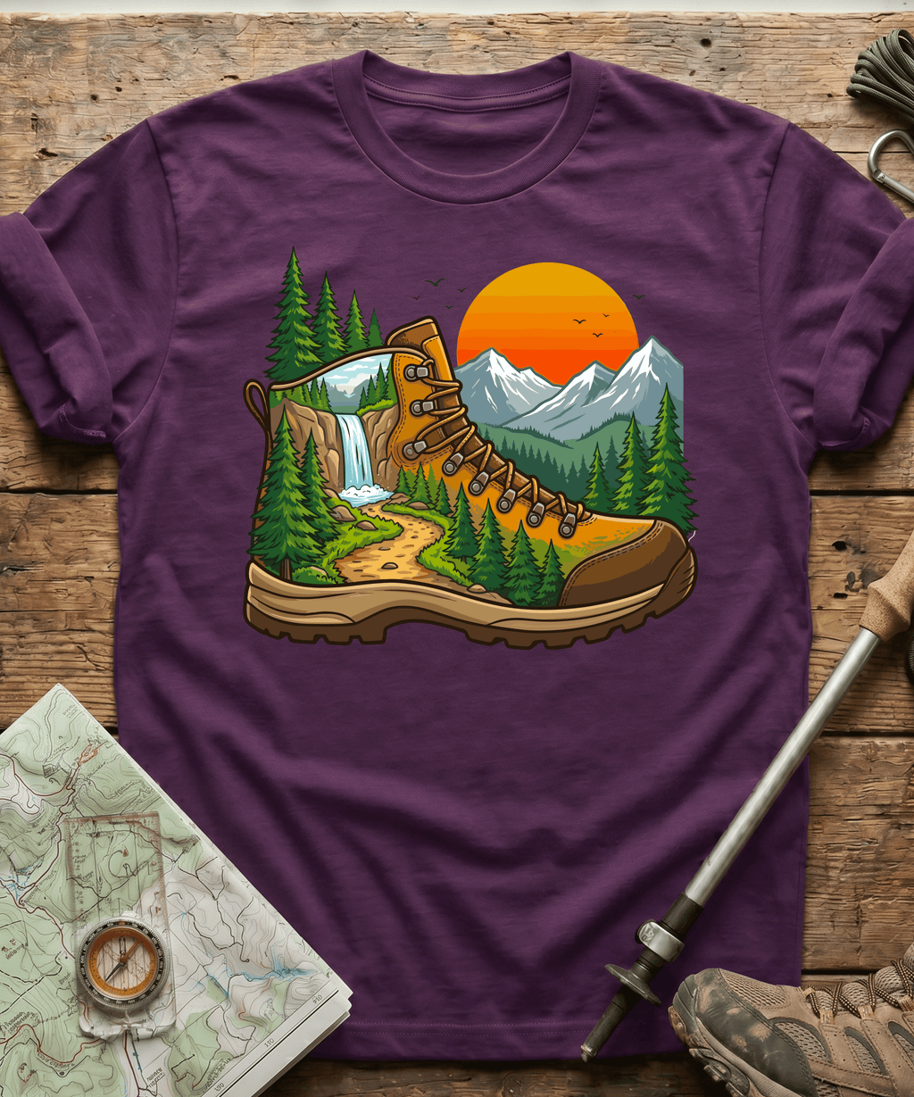 Hiking Boot Waterfall Trail T-Shirt