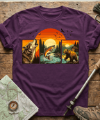 Wild Triptych Wolf Bear Salmon T-Shirt
