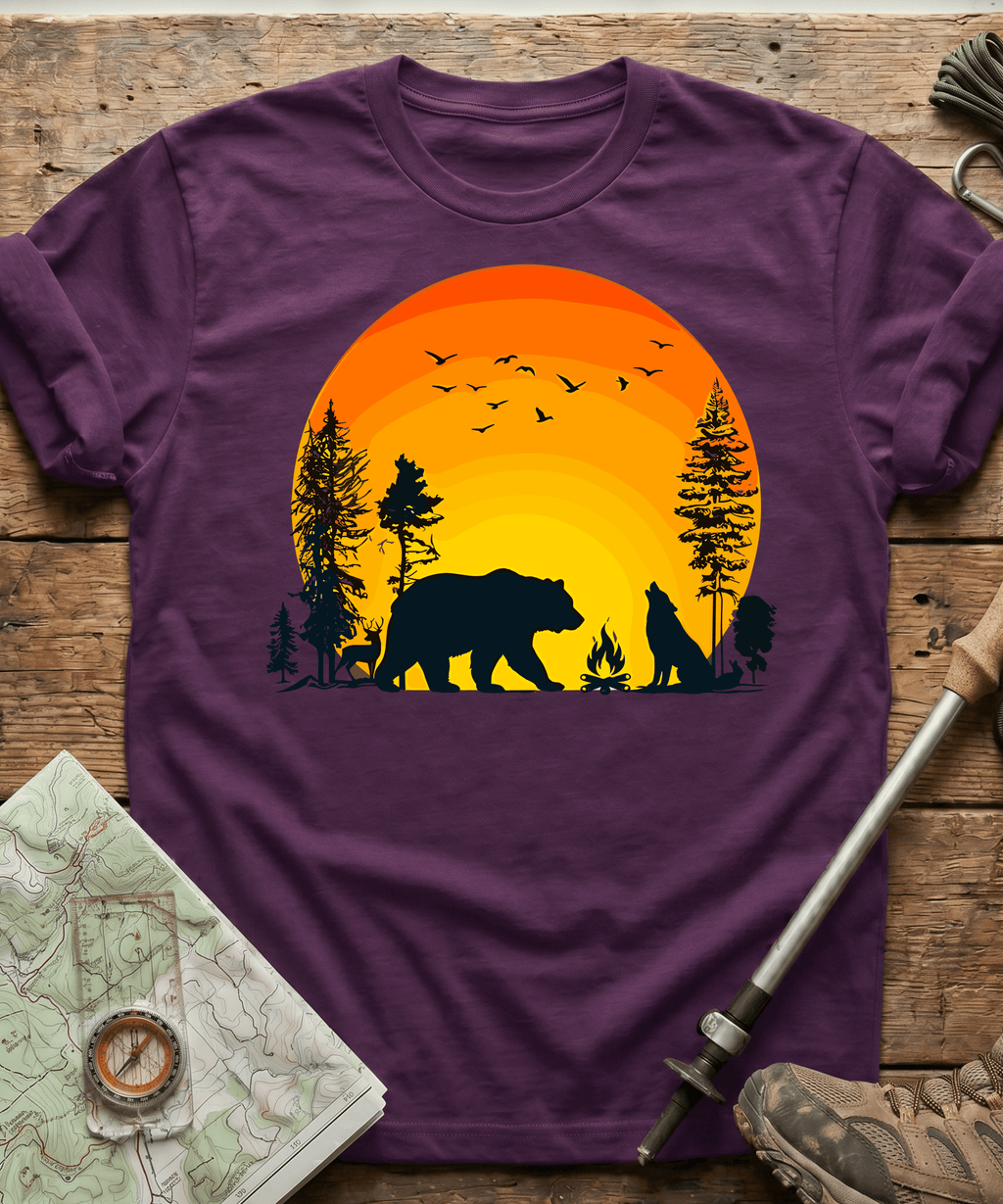 Wildlife Campfire Howling Wolf T-Shirt