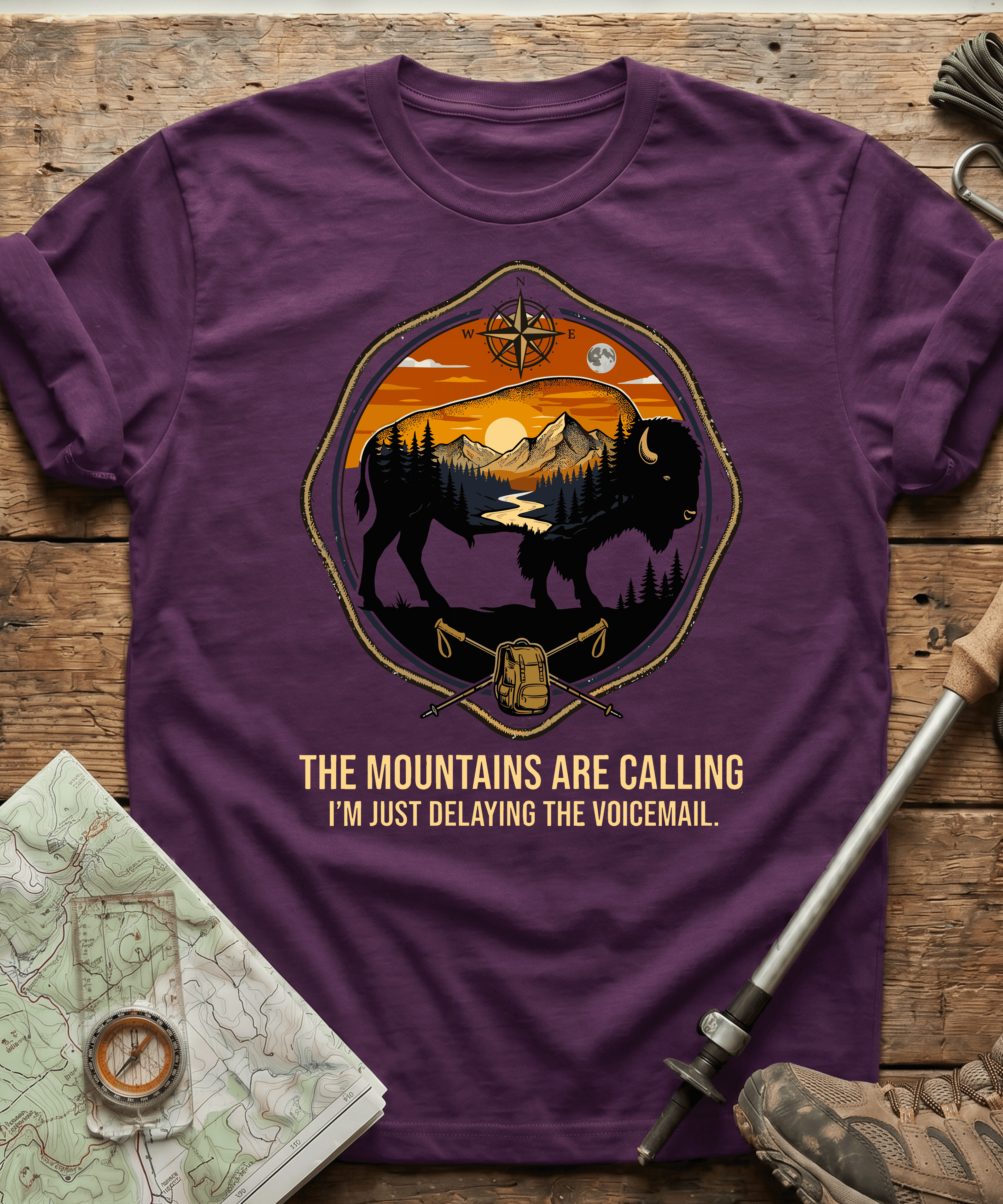The Mountains Are Calling I'm Just Delaying The Voicemail T-shirt