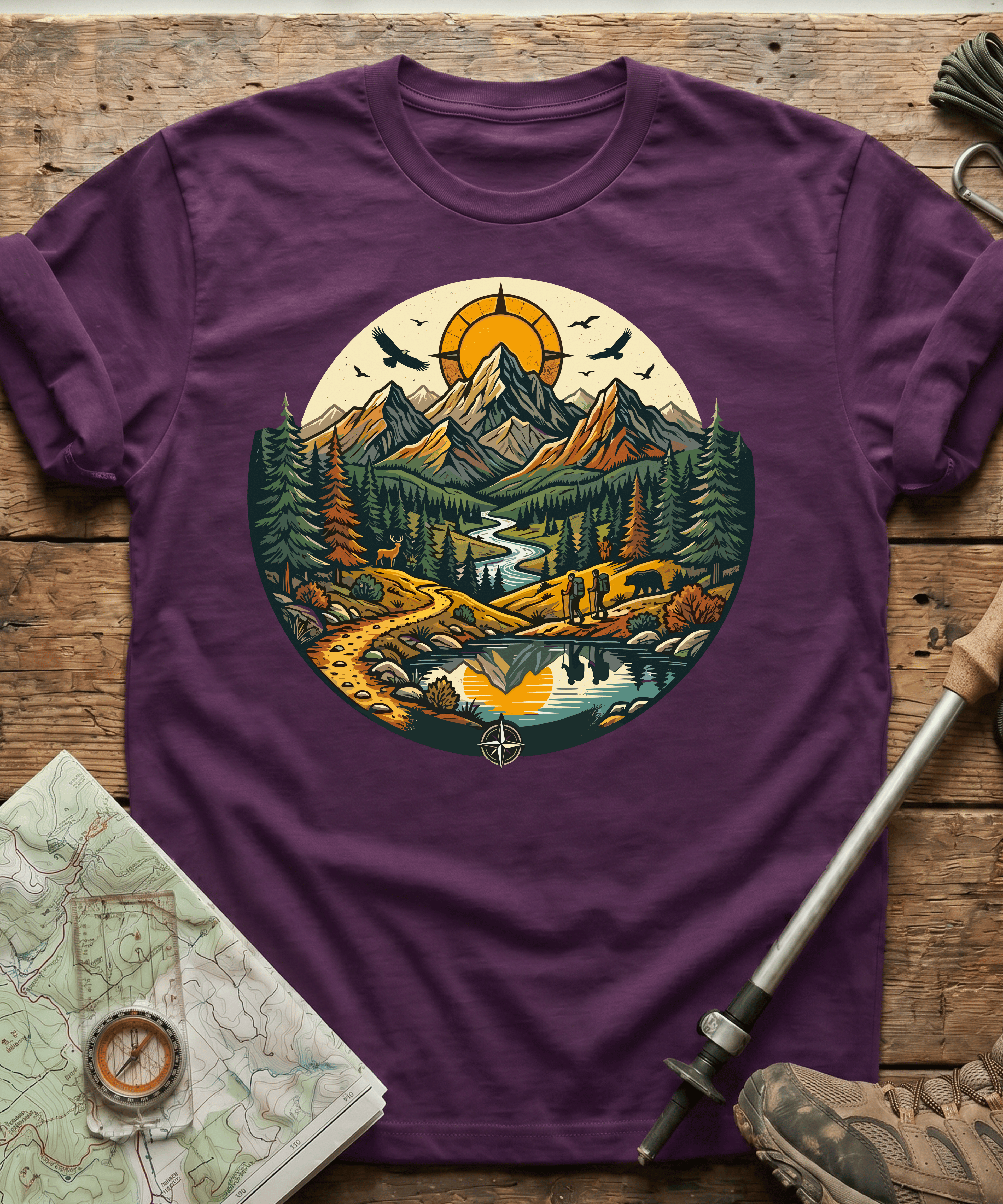 Wilderness Hiking Compass Trails T-Shirt