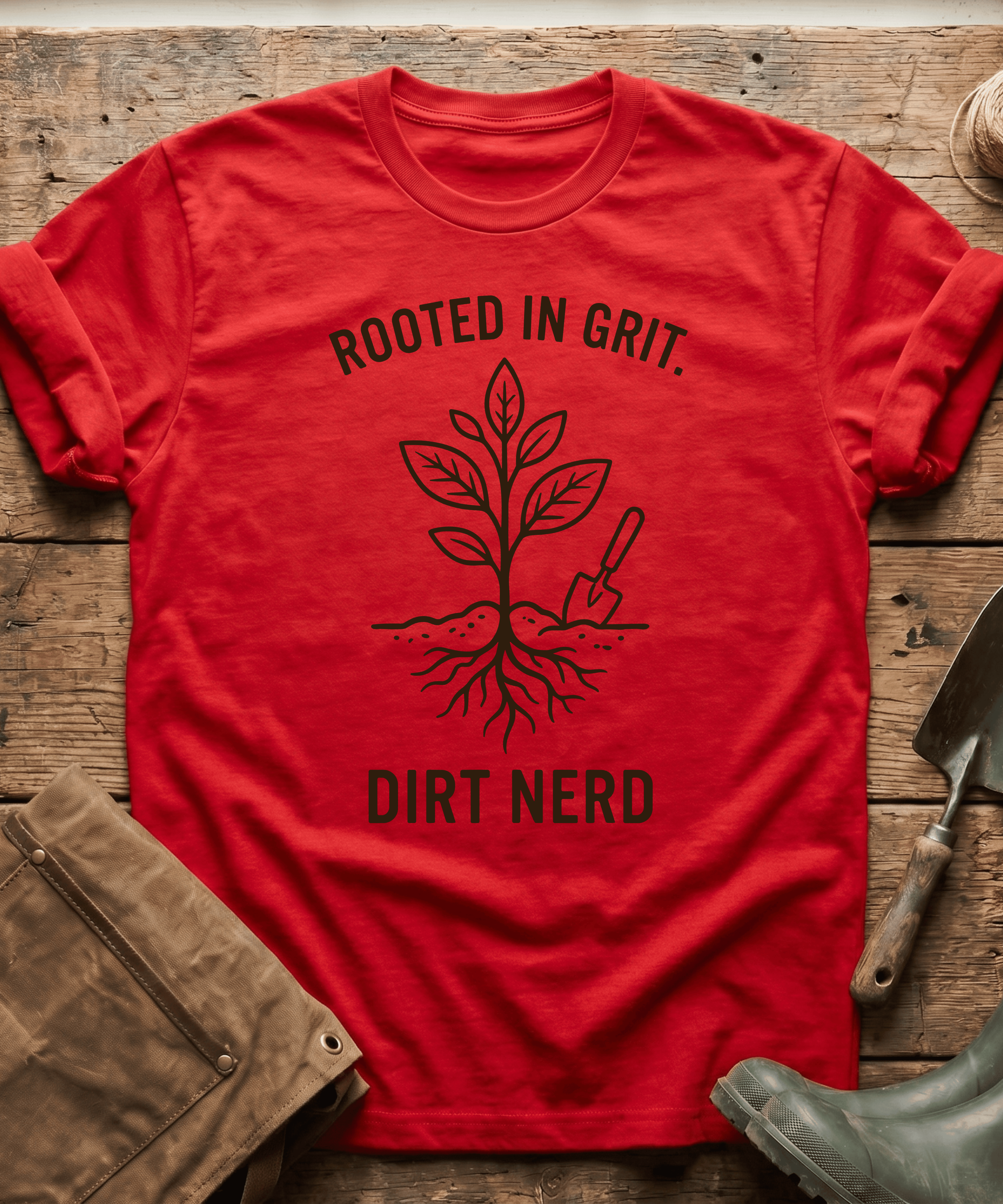 Rooted in Grit Dirt Nerd Gardening T-Shirt