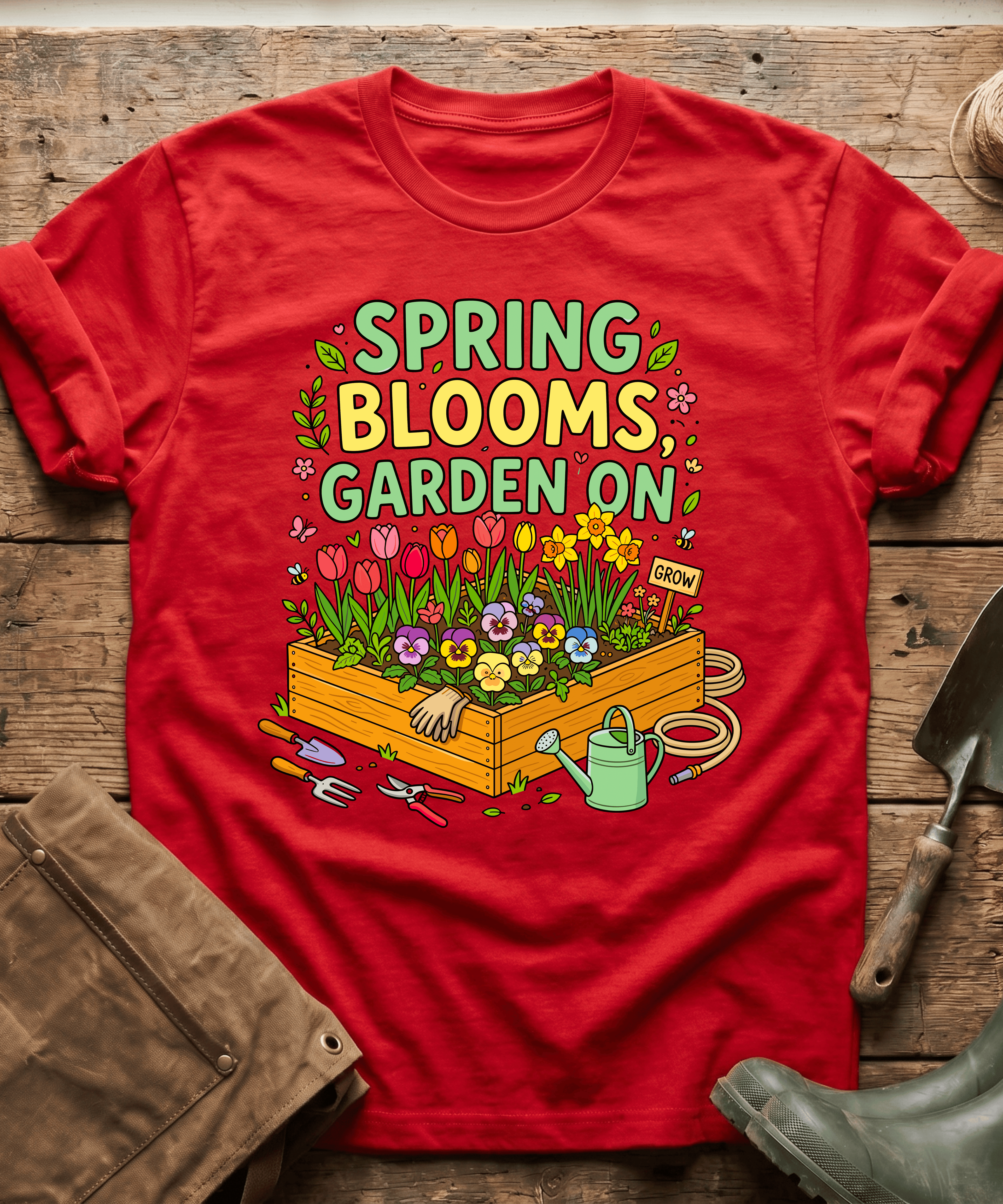 Spring Blooms Garden On T-Shirt