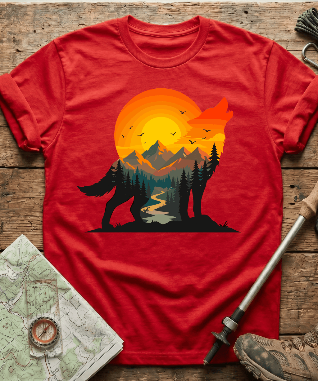 Wilderness Howling Wolf Sunset T-Shirt