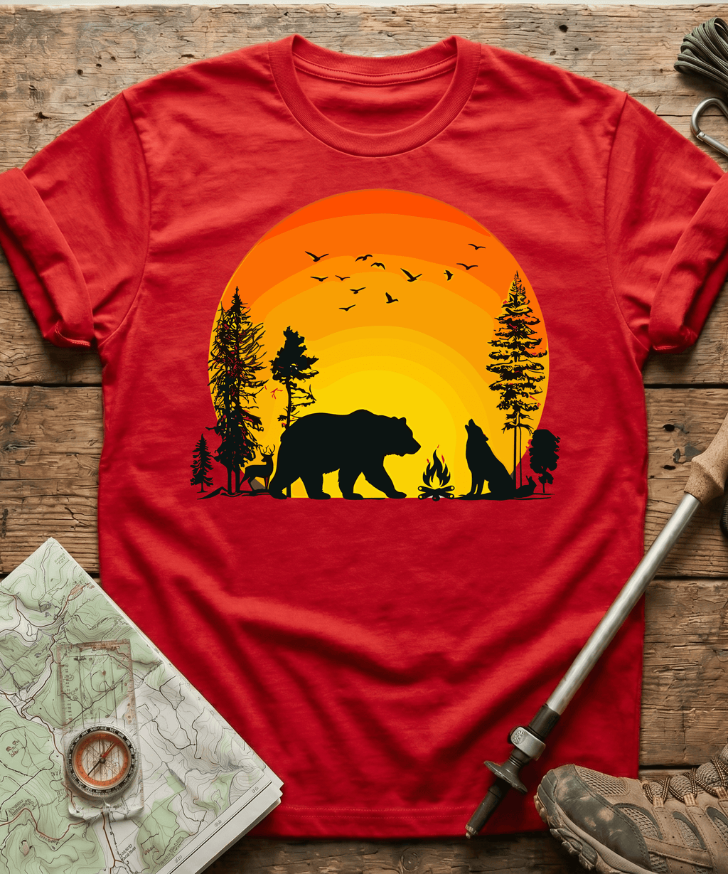 Wildlife Campfire Howling Wolf T-Shirt