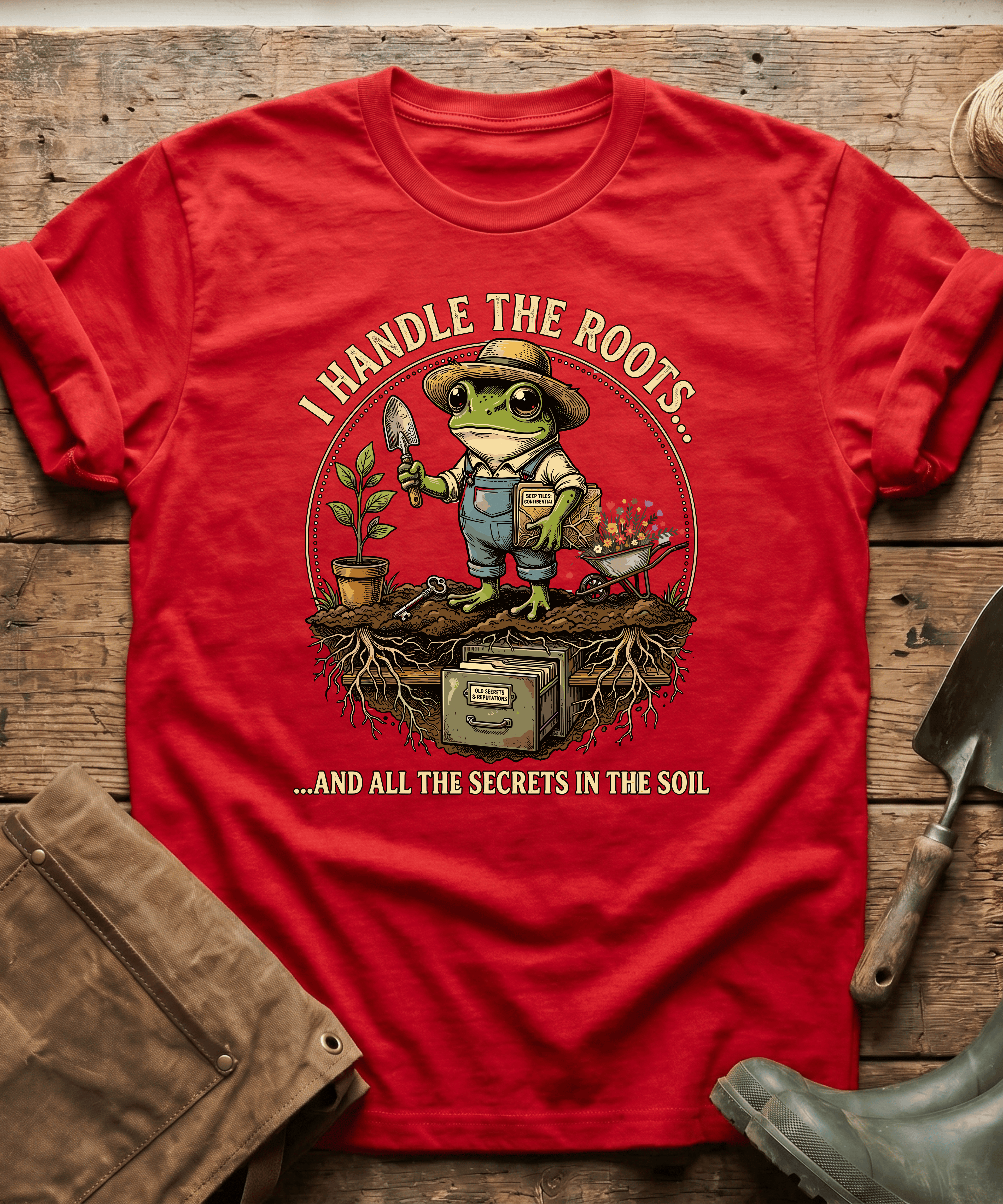 Secrets in the Soil Frog Gardener T-Shirt