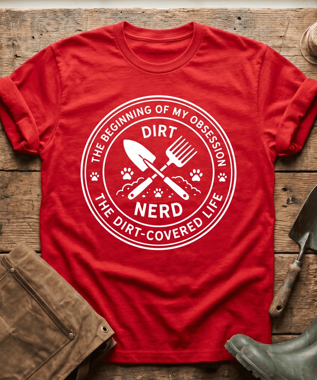 The Dirt Covered Life Gardening Emblem T-Shirt