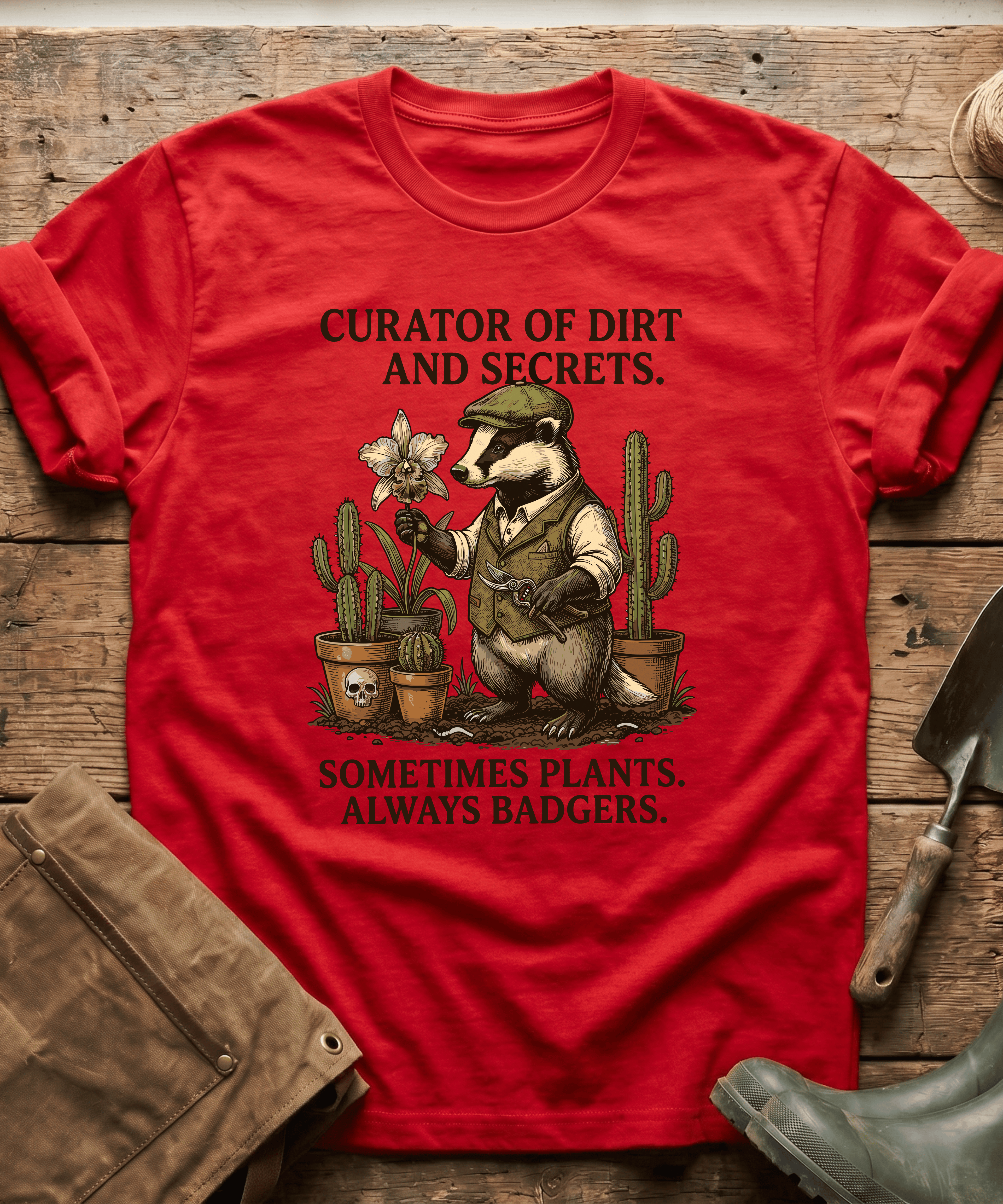 Curator of Dirt Badger Gardening T-Shirt