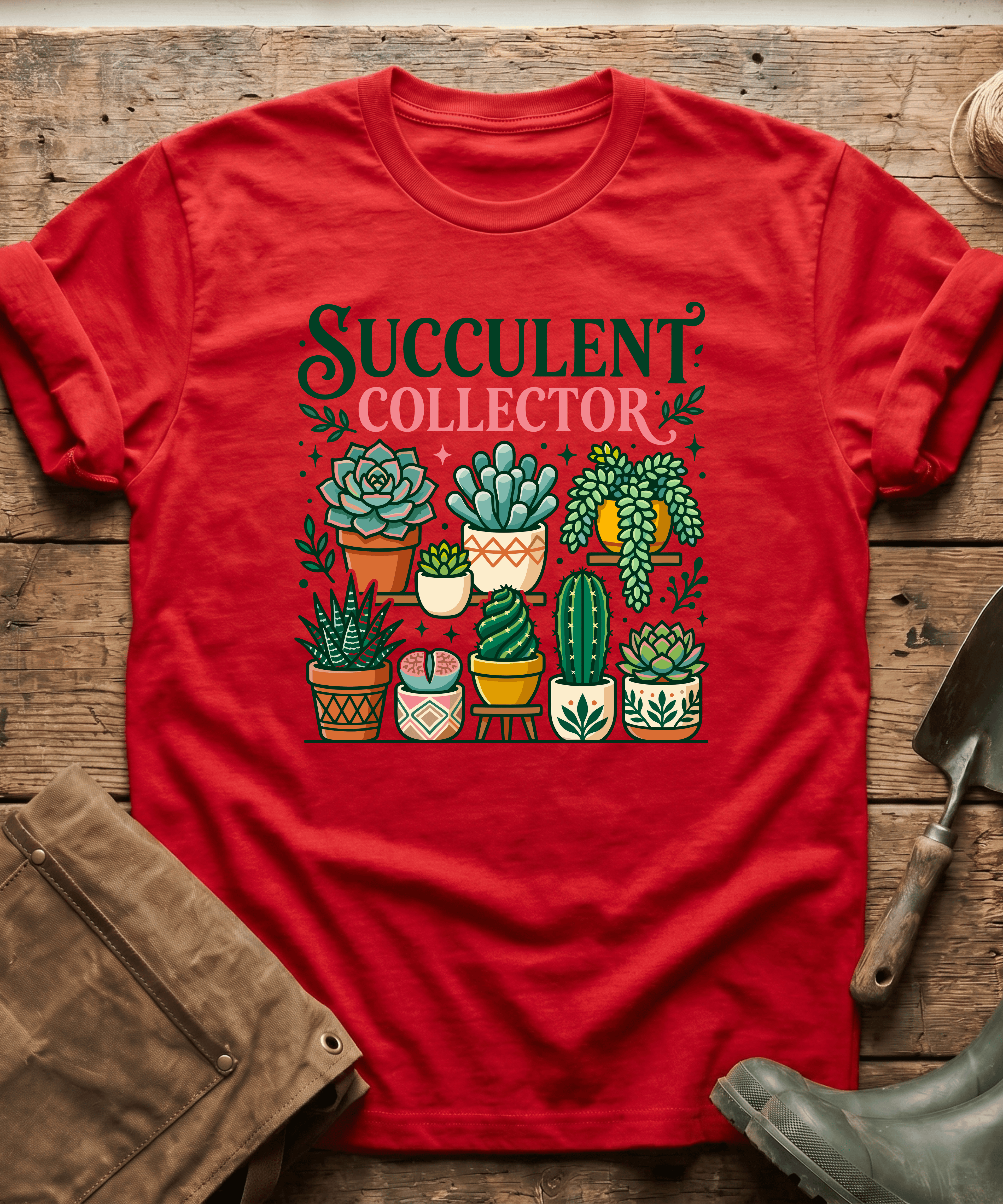 Botanical Succulent Collector Display T-Shirt