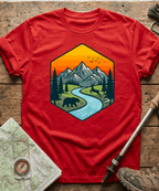 Wildlife Mountain River Badge T-Shirt