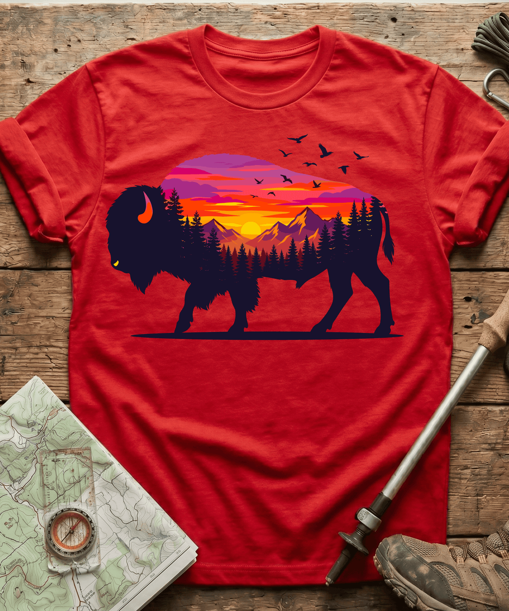 Purple Mountain Bison Sunset T-Shirt