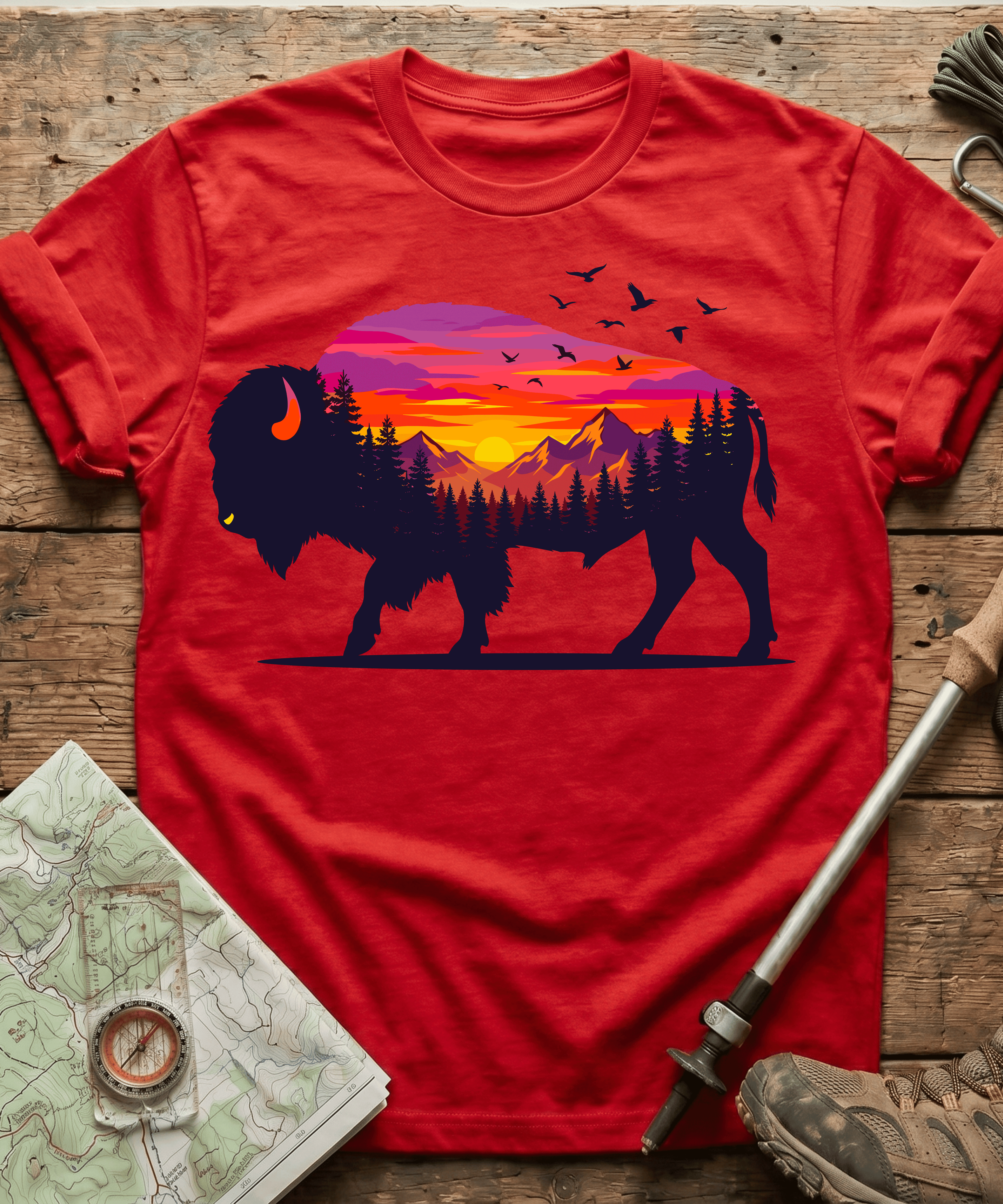 Purple Mountain Bison Sunset T-Shirt