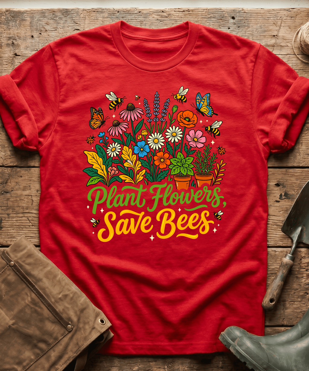 Plant Flowers Save The Bees Gardening T-Shirt