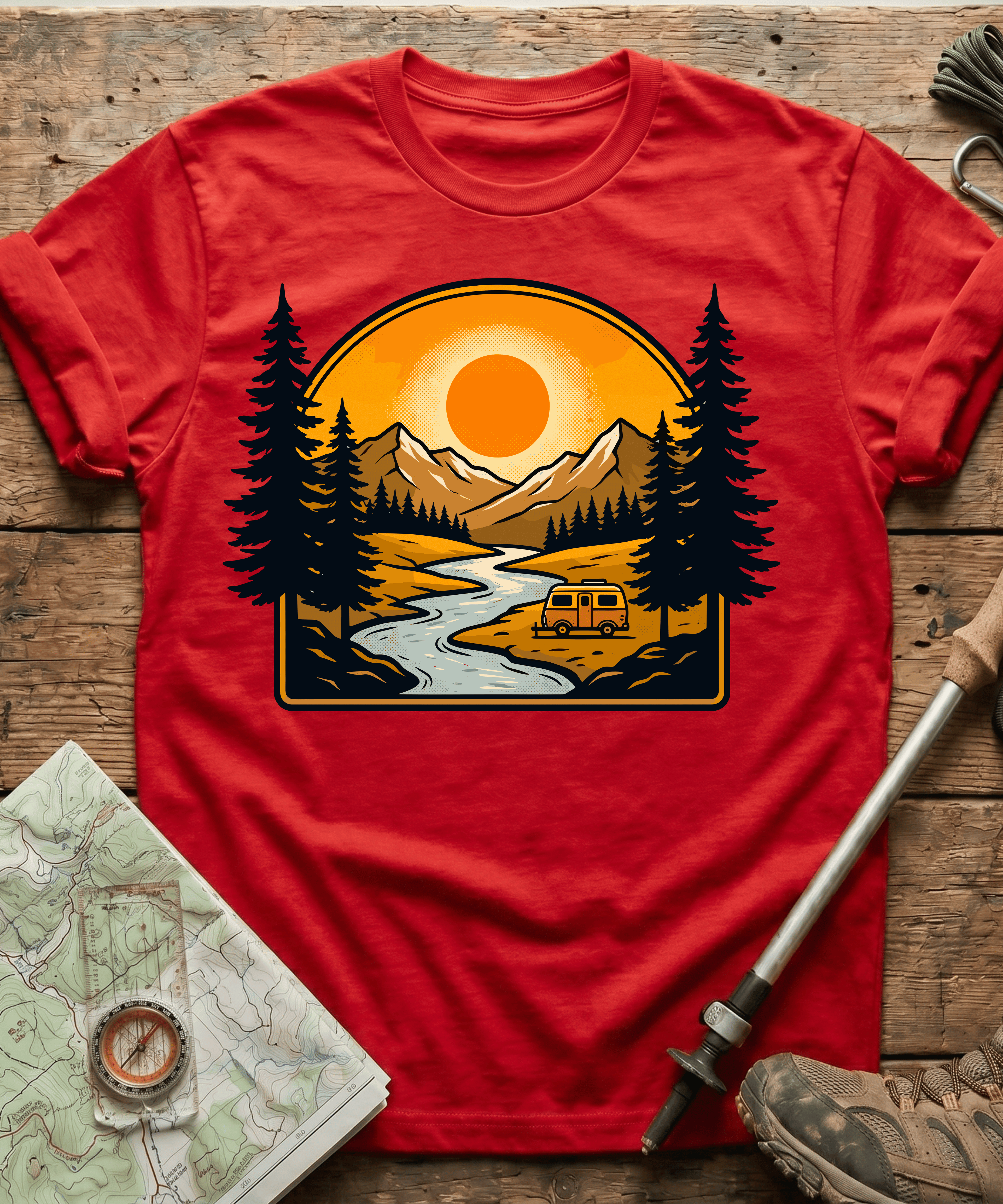 Retro RV Camper Sunset T-Shirt