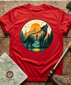 Mountain Hiker Howling Wolf Badge T-Shirt