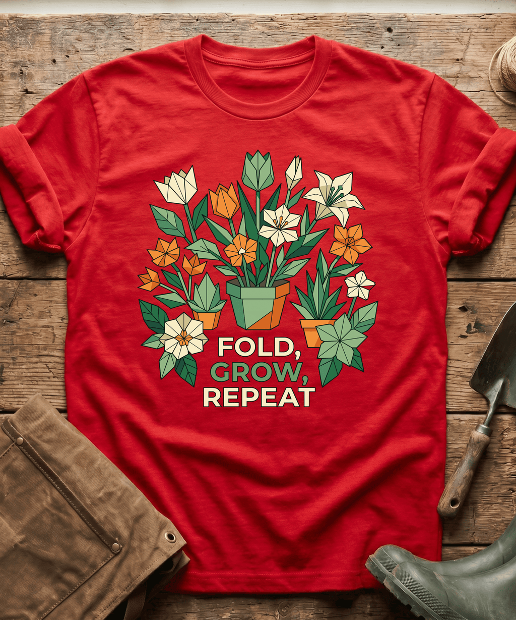 Origami Fold Grow Repeat Flowers T-Shirt