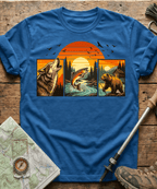 Wild Triptych Wolf Bear Salmon T-Shirt