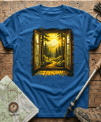 Cabin Window Mountain Sunset T-Shirt