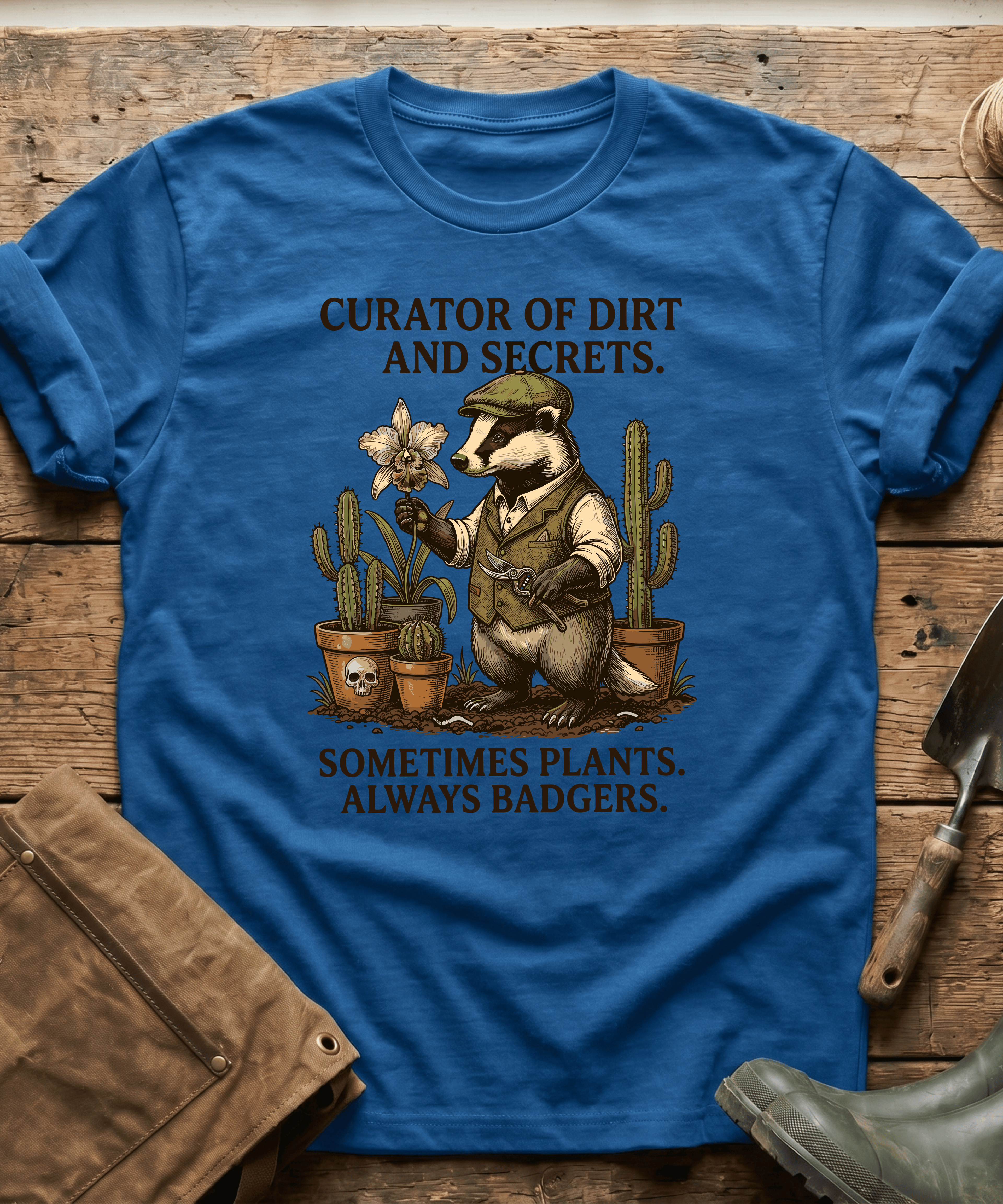 Curator of Dirt Badger Gardening T-Shirt