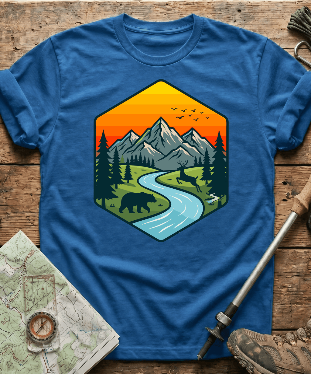 Wildlife Mountain River Badge T-Shirt