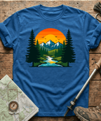 Serene Mountain River Sunset T-Shirt