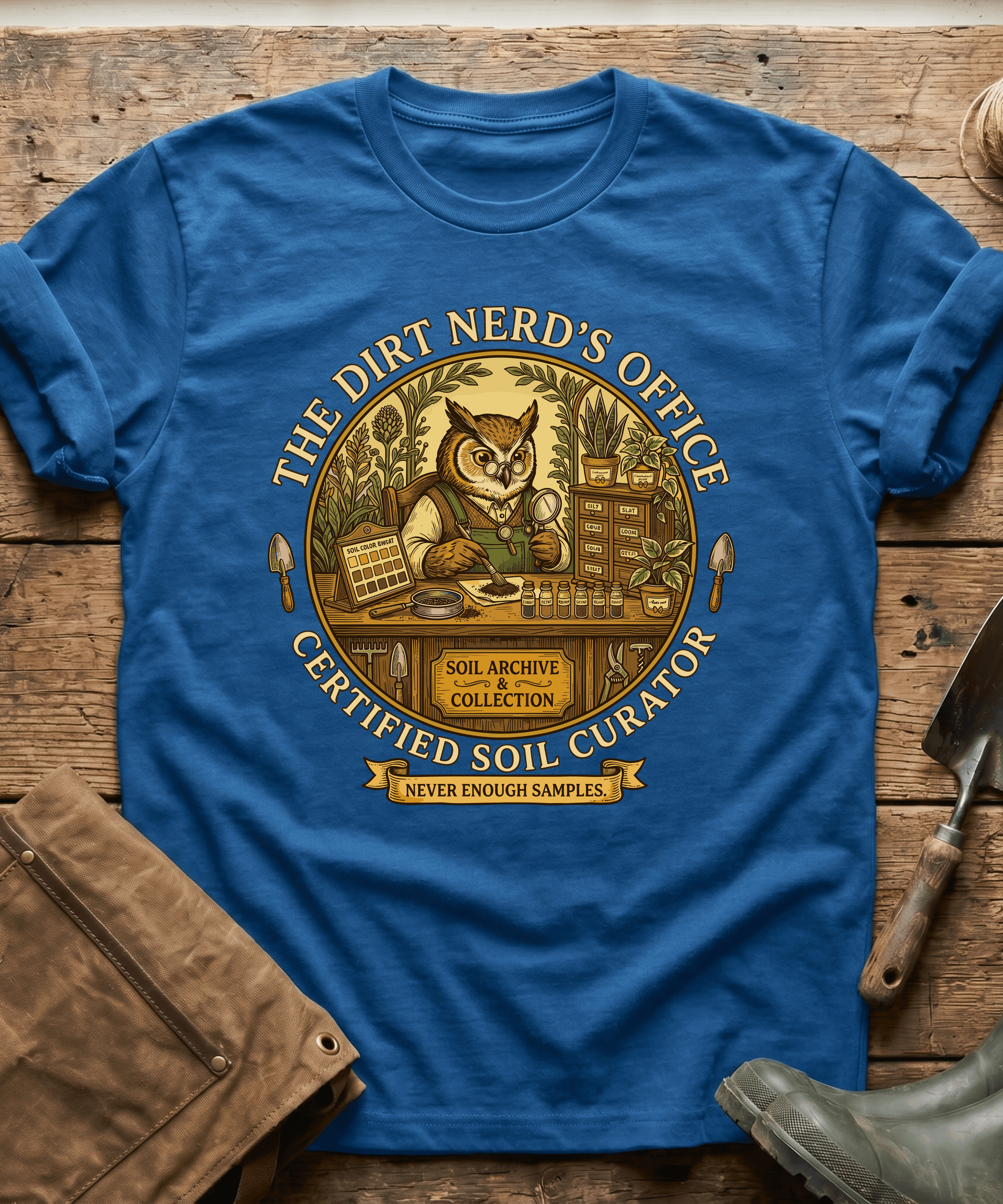 Certified Soil Curator Owl Office T-Shirt
