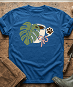 Monstera Coffee Paw Print Line Art T-Shirt