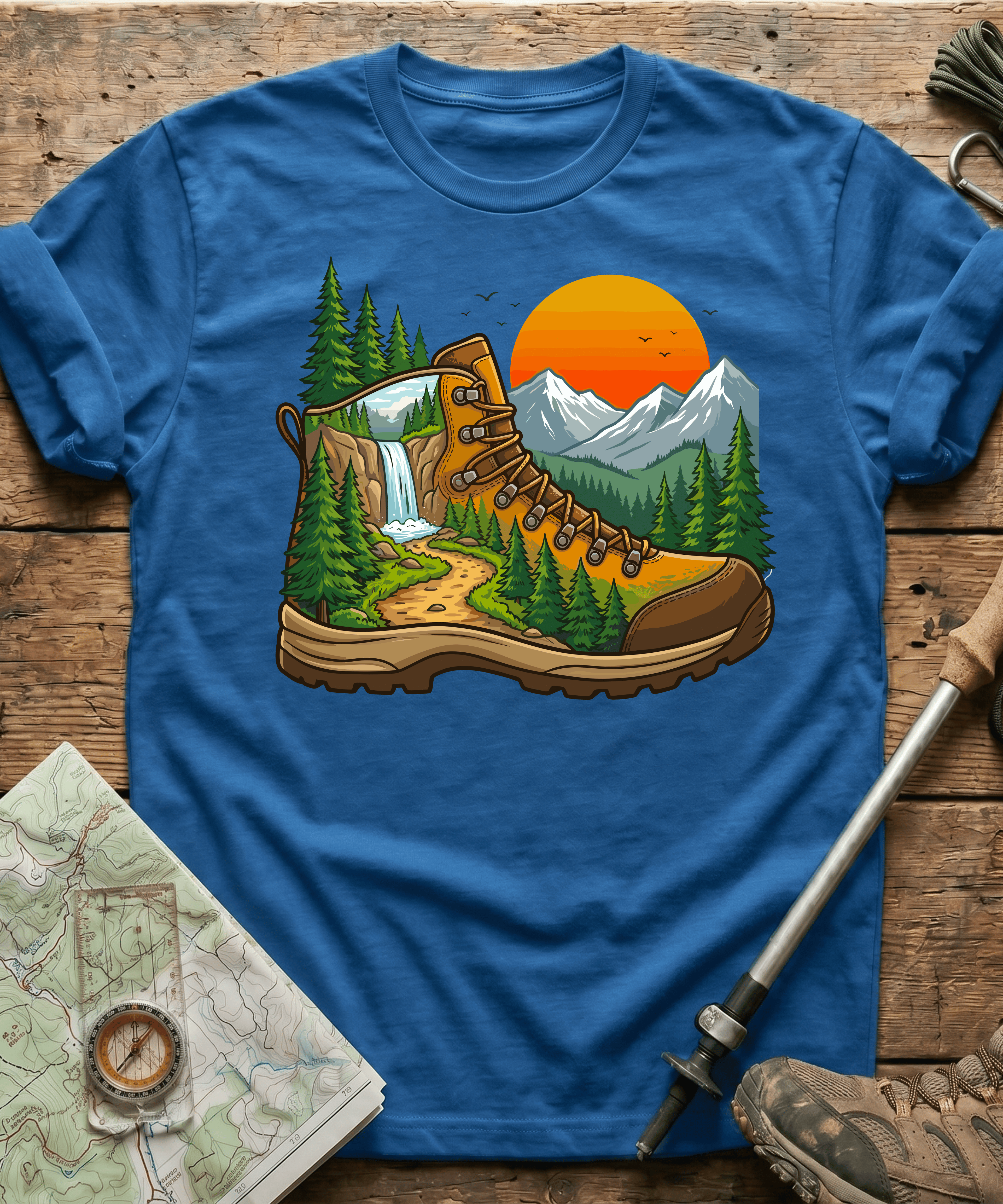 Hiking Boot Waterfall Trail T-Shirt