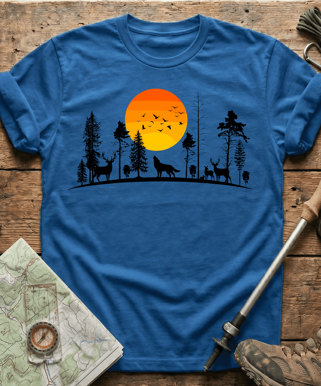 Minimalist Forest Birds Sunset T-Shirt