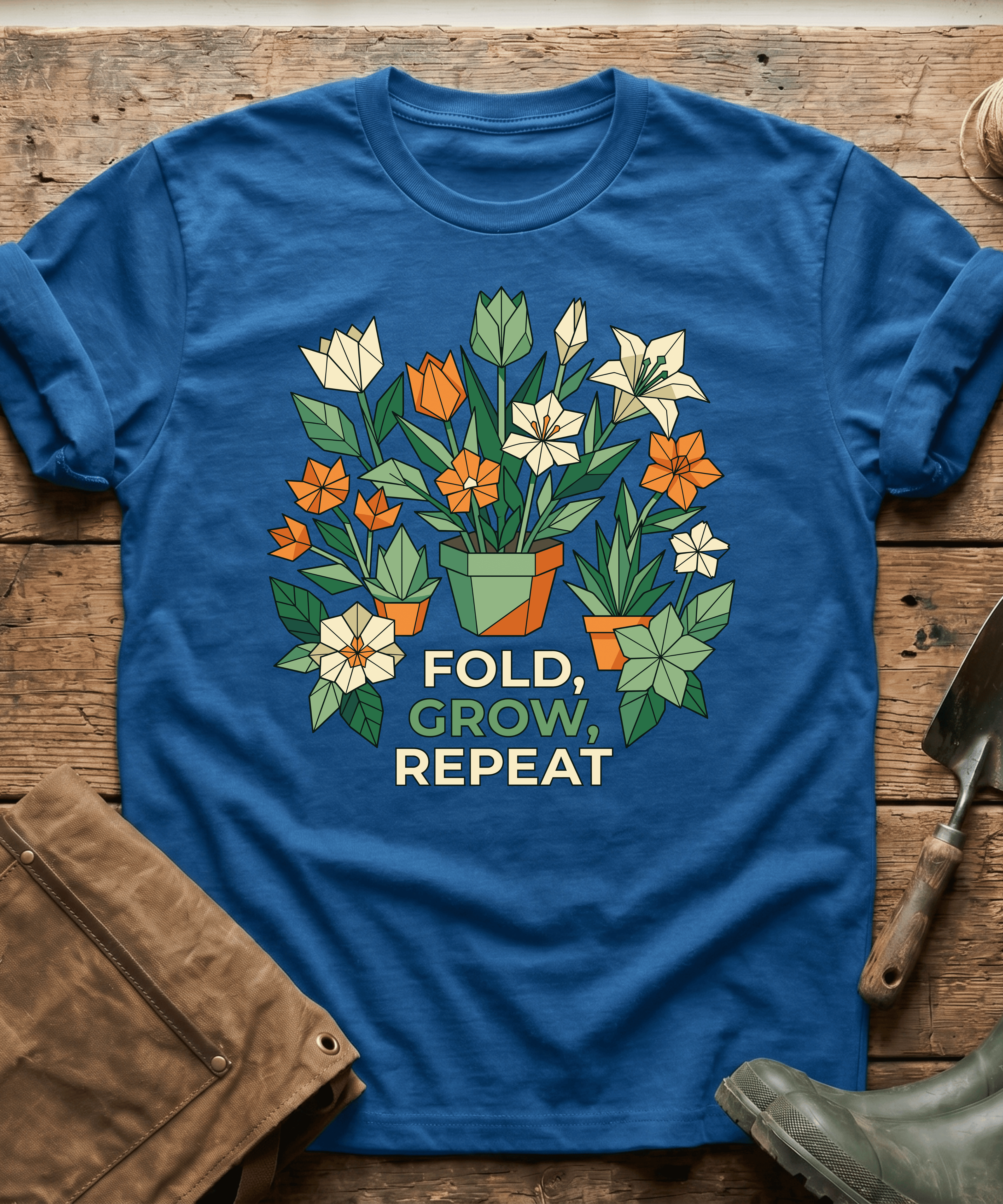 Origami Fold Grow Repeat Flowers T-Shirt