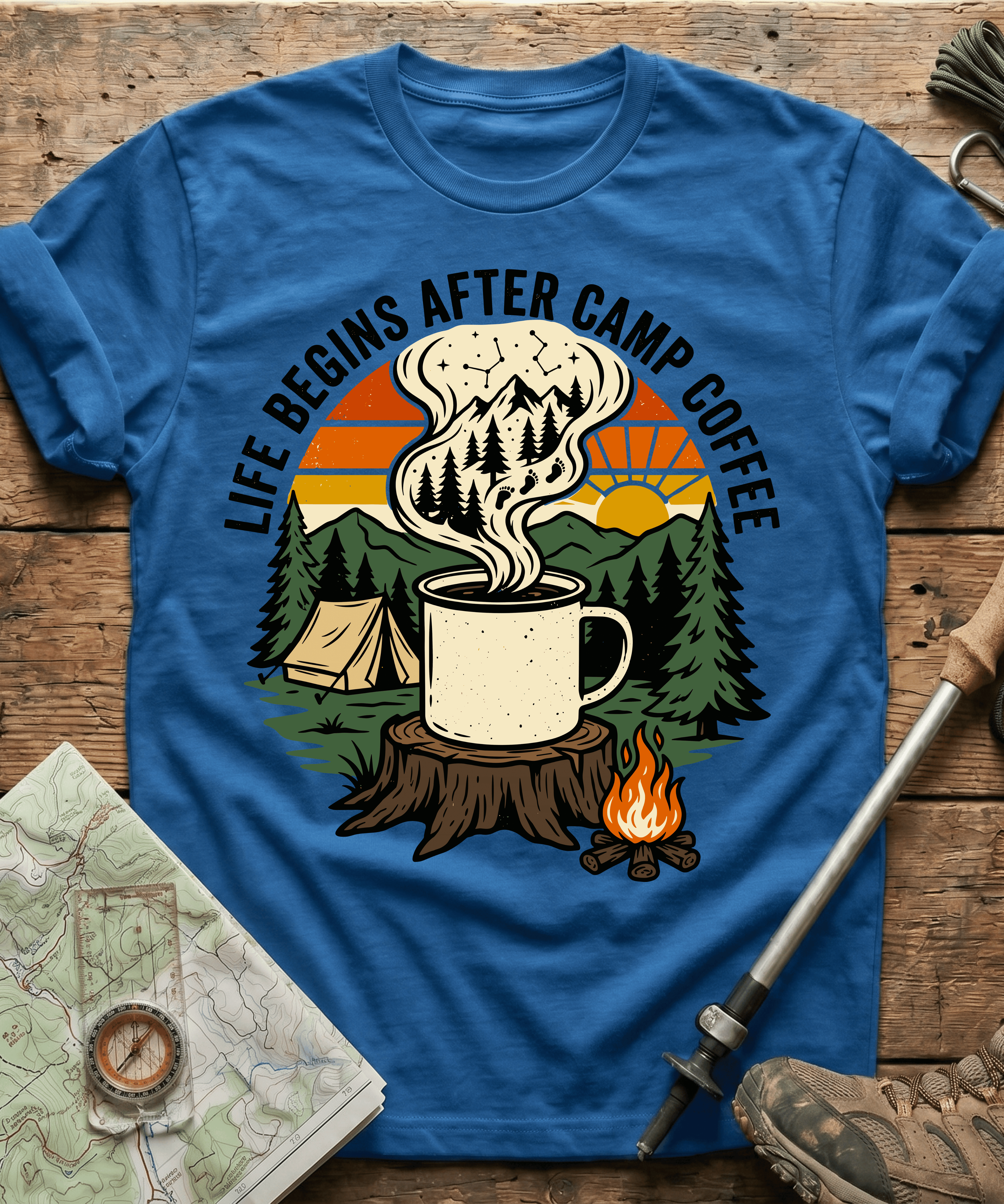 Life Begins After Camp Coffee T-shirt