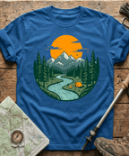 Mountain River Camping Badge T-Shirt