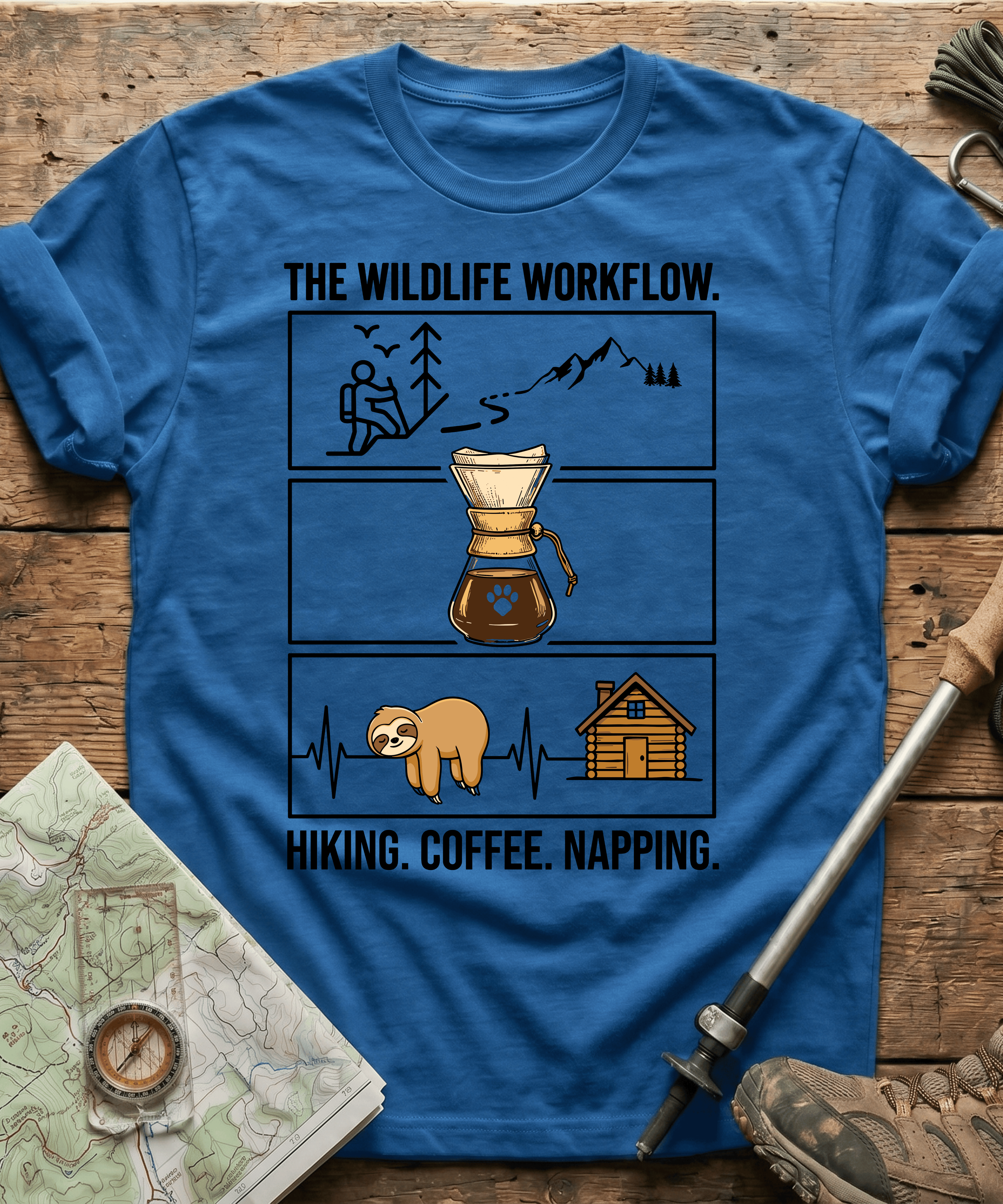 The Wildlife Workflow Hiking Coffee Napping T-shirt