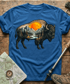 Mountain Hiker Bison Landscape T-Shirt