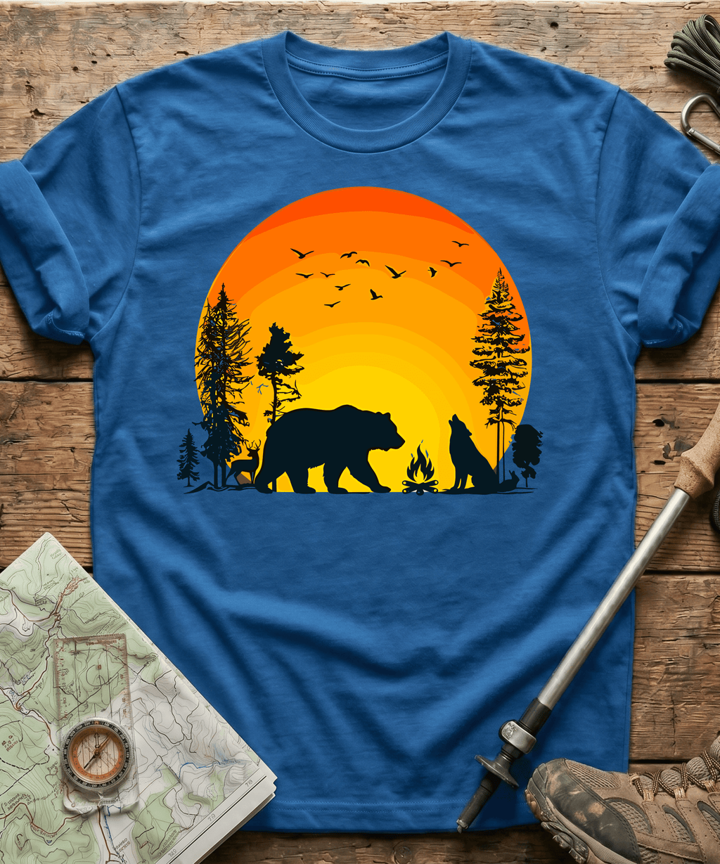 Wildlife Campfire Howling Wolf T-Shirt
