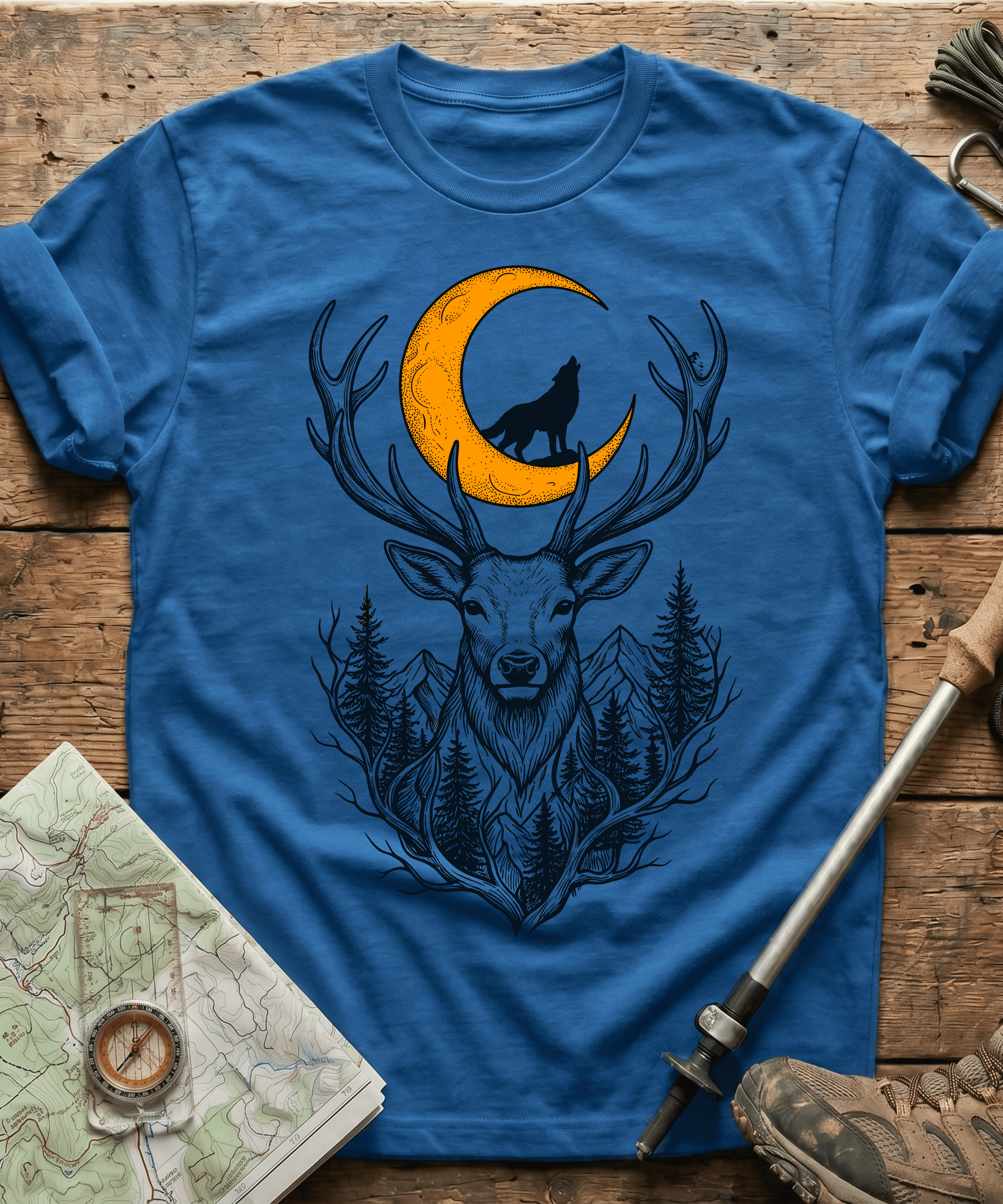 Mystic Night Wolf Moon Stag T-Shirt