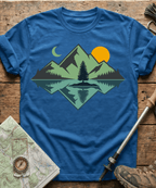 Geometric Mountain Lake Reflection T-Shirt