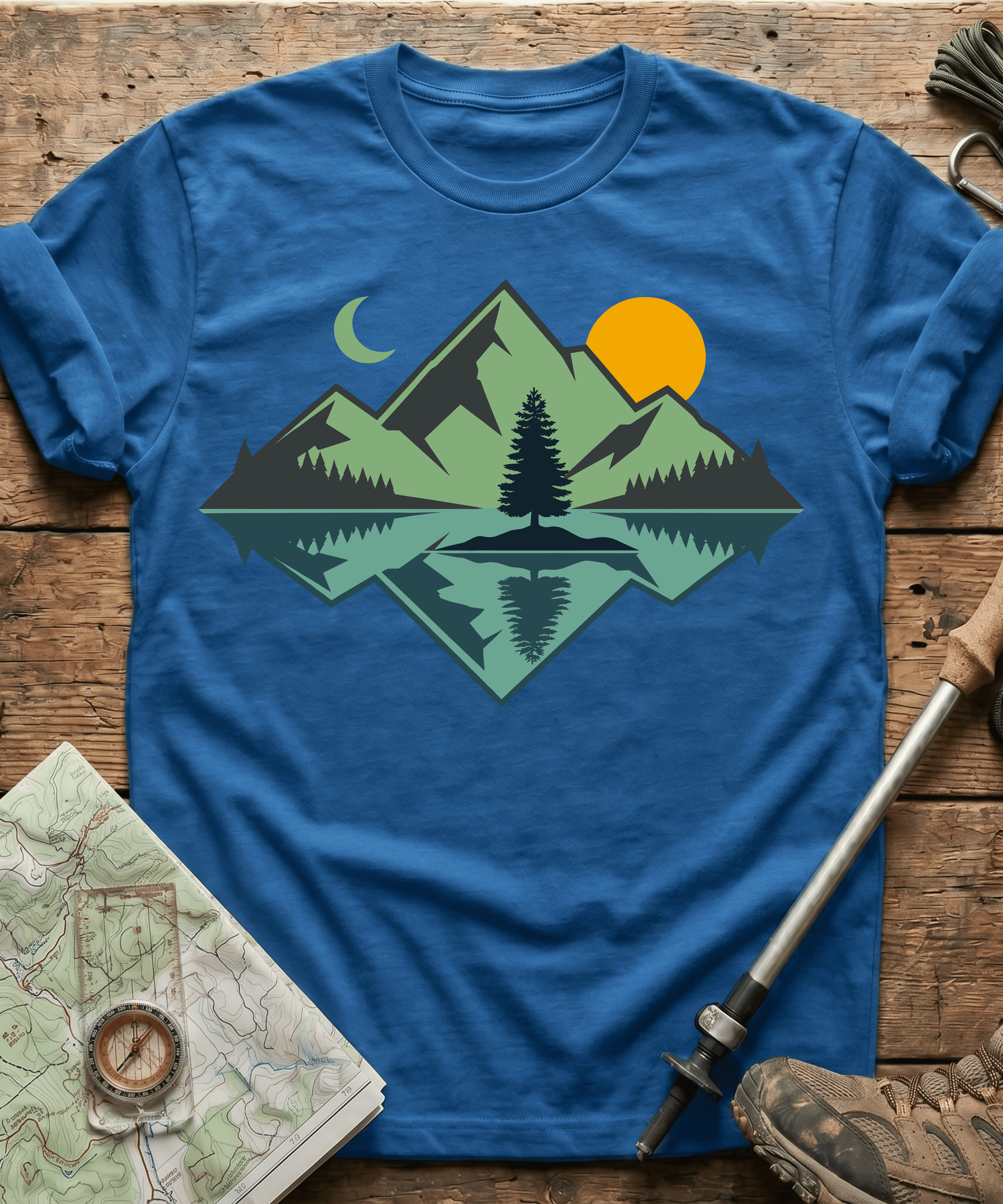 Geometric Mountain Lake Reflection T-Shirt