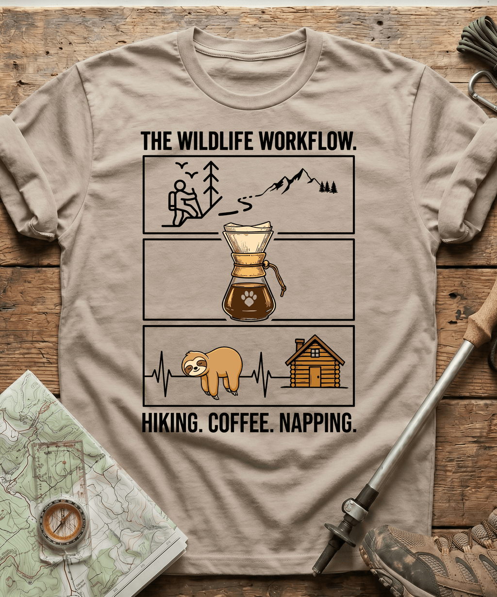 The Wildlife Workflow Hiking Coffee Napping T-shirt