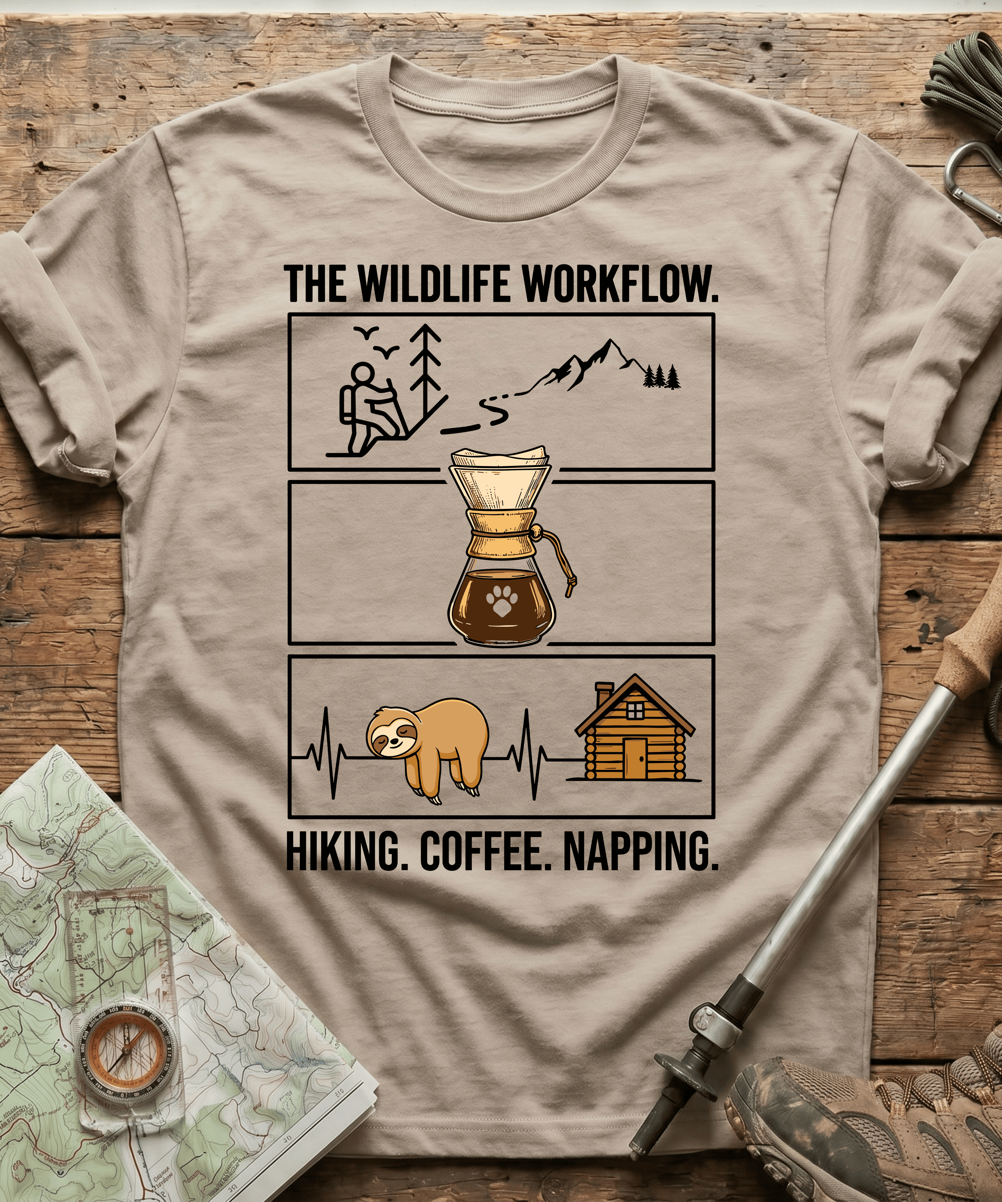 The Wildlife Workflow Hiking Coffee Napping T-shirt